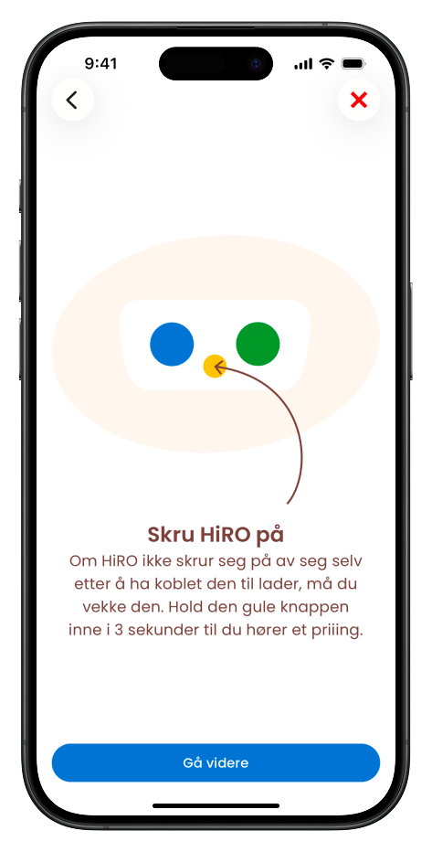 HiRO - Brukermanual - App - Koble til nett - Gul knapp