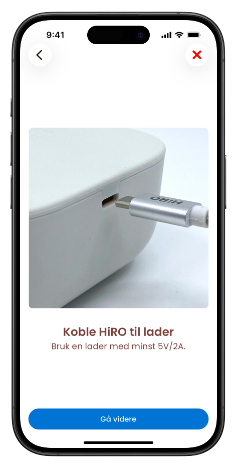 HiRO - Brukermanual - App - Koble til nett - Lader