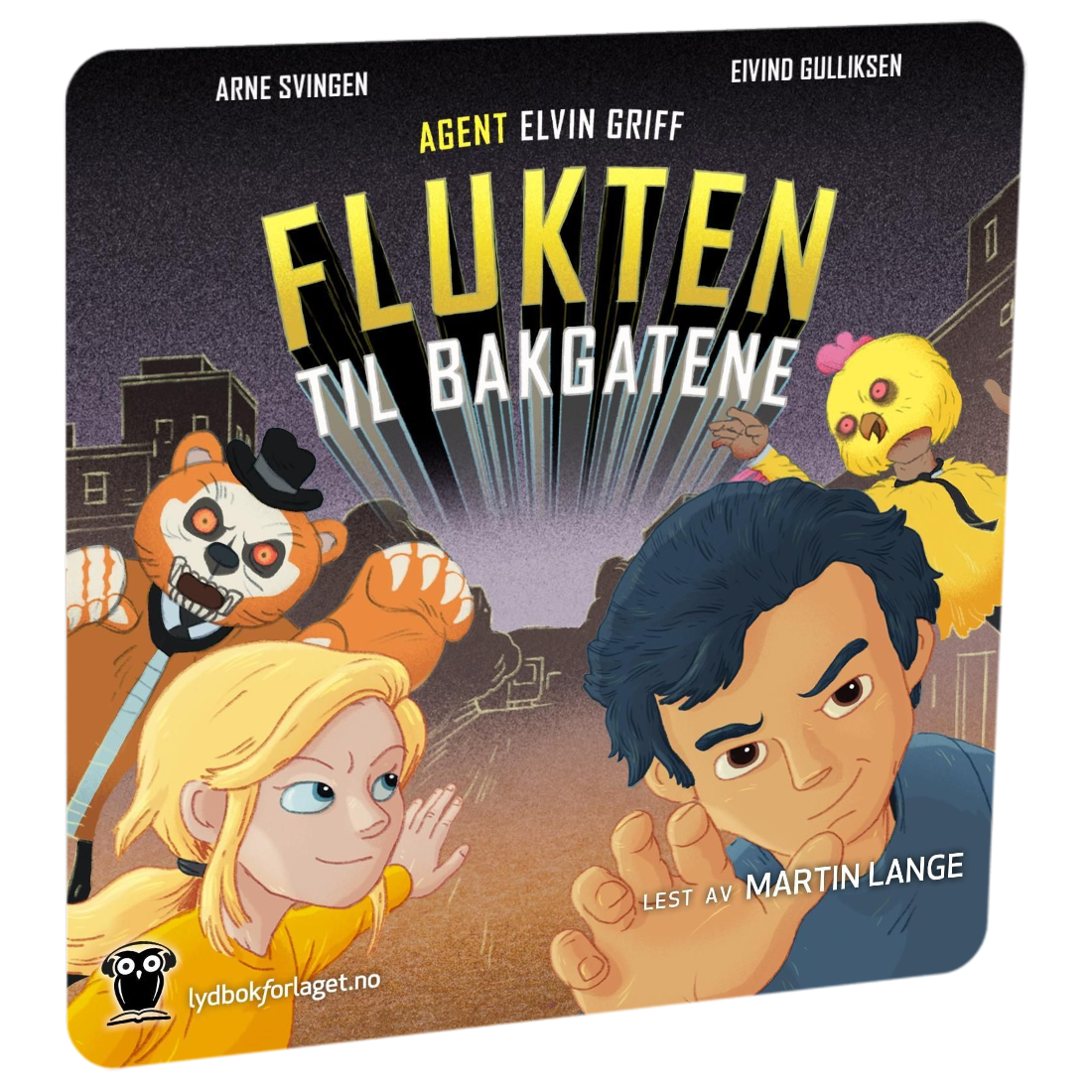 Agent Elvin Griff: Flukten til bakgatene av Arne Svingen Tilgjengelig på HiRO – norsk, skjermfri høyttaler for barn med musikk og fortellinger
