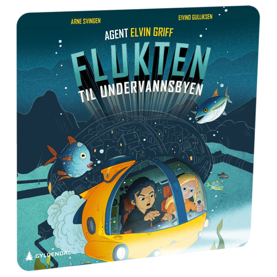 Agent Elvin Griff: Flukten til undervannsbyen av Arne Svingen Tilgjengelig på HiRO – norsk, skjermfri høyttaler for barn med musikk og fortellinger