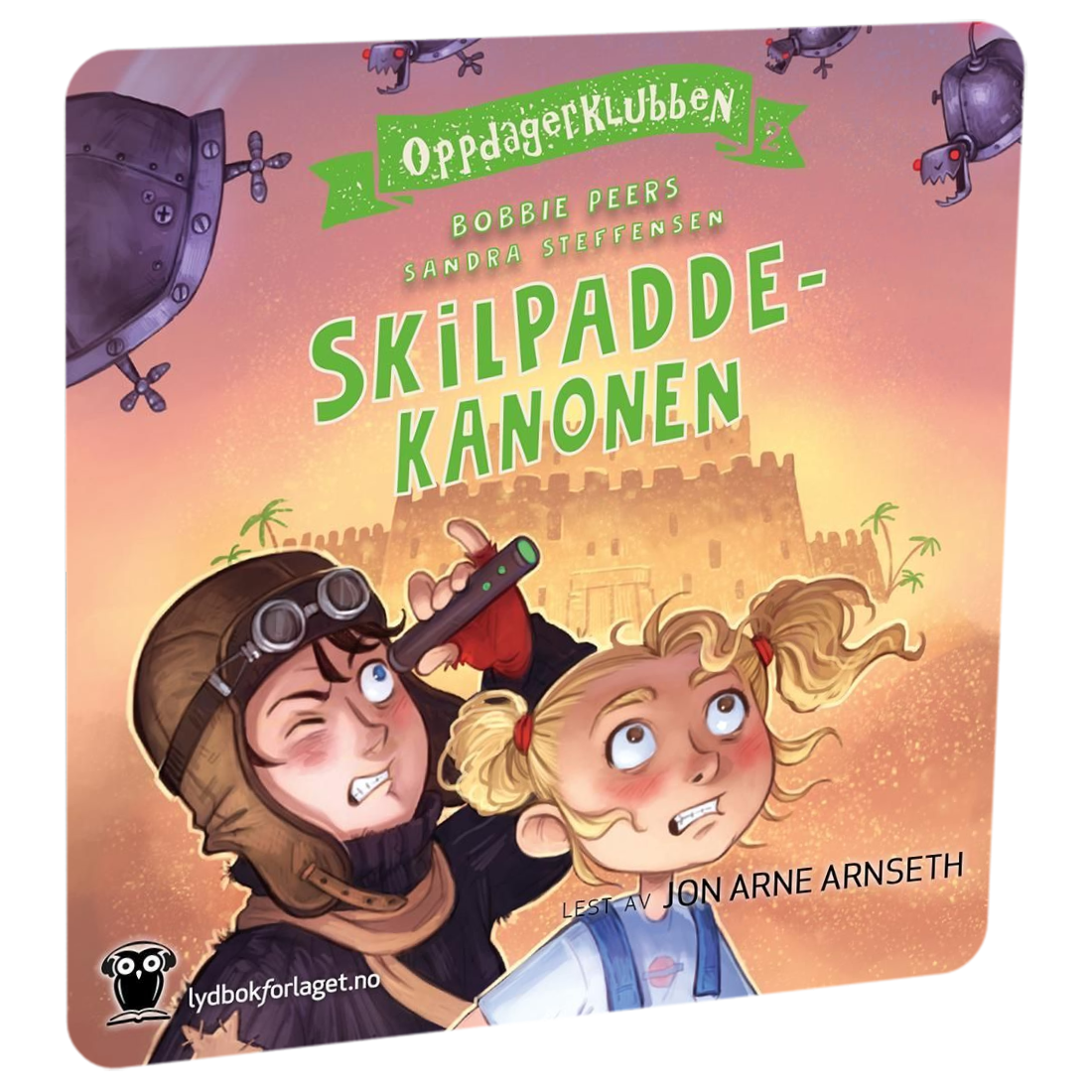 Oppdagerklubben: Skilpaddekanonen. Tilgjengelig på HiRO – norsk, skjermfri høyttaler for barn med musikk og fortellinger