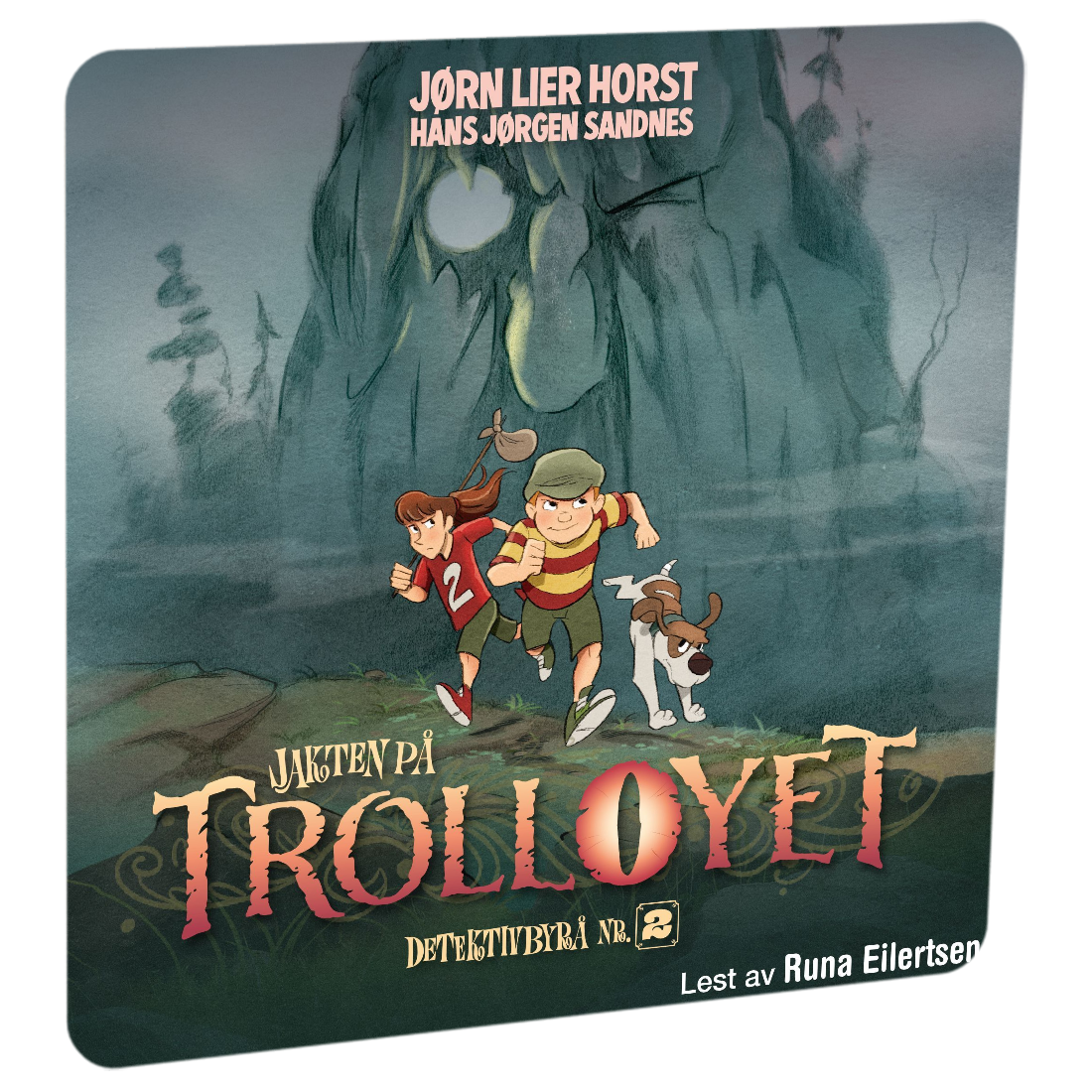 Detektivbyrå nr. 2: Jakten på Trolløyet av Jørn Lier Horst. Tilgjengelig på HiRO – norsk, skjermfri høyttaler for barn med musikk og fortellinger