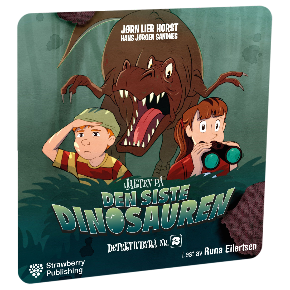 Detektivbyrå nr. 2: Jakten på den siste dinosauren av Jørn Lier Horst. Tilgjengelig på HiRO – norsk, skjermfri høyttaler for barn med musikk og fortellinger