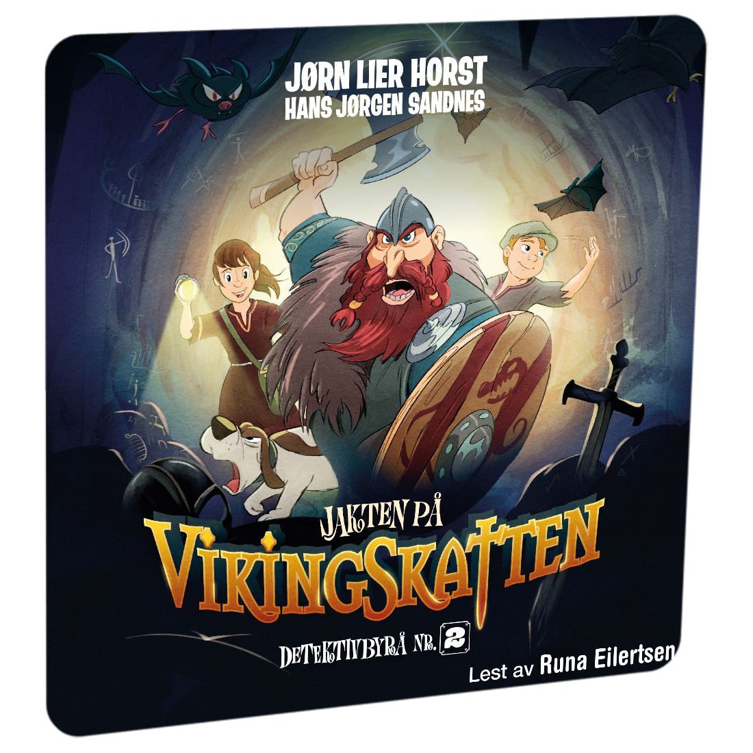 Jakten på vikingskatten av Jørn Lier Horst. Tilgjengelig på HiRO – norsk, skjermfri høyttaler for barn med musikk og fortellinger