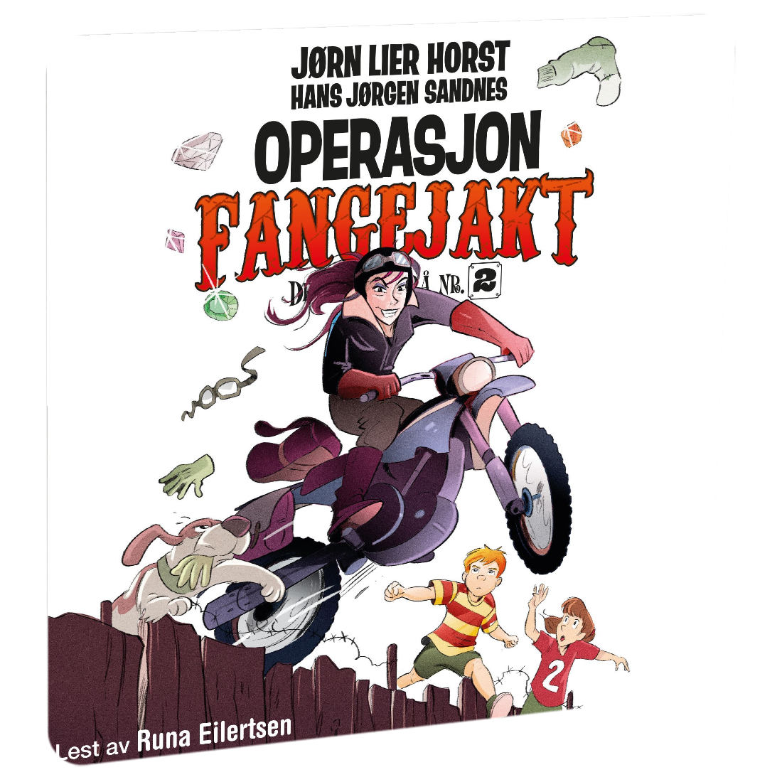 Detektivbyrå nr. 2: Operasjon Fangejakt av Jørn Lier Horst. Tilgjengelig på HiRO – norsk, skjermfri høyttaler for barn med musikk og fortellinger