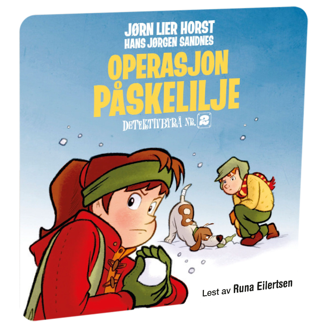 Detektivbyrå nr. 2: Operasjon Påskelilje av Jørn Lier Horst. Tilgjengelig på HiRO – norsk, skjermfri høyttaler for barn med musikk og fortellinger