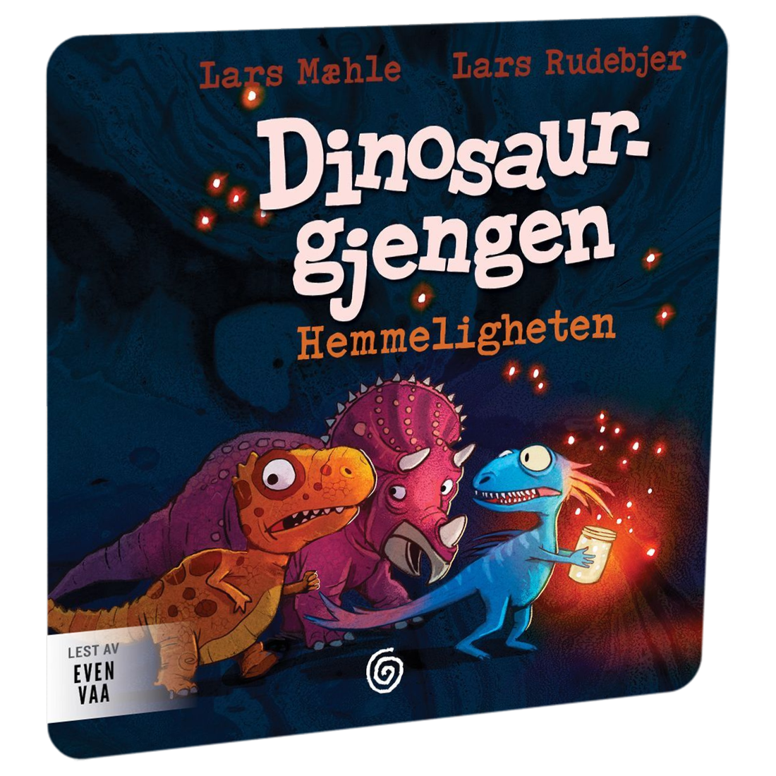 Dinosaurgjengen 7. Hemmeligheten av Lars Mæhle. Tilgjengelig på HiRO – norsk, skjermfri høyttaler for barn med musikk og fortellinger
