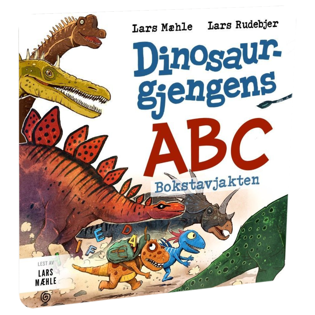 Dinosaurgjengens ABC. Bokstavjakten av Lars Mæhle. Tilgjengelig på HiRO – norsk, skjermfri høyttaler for barn med musikk og fortellinger