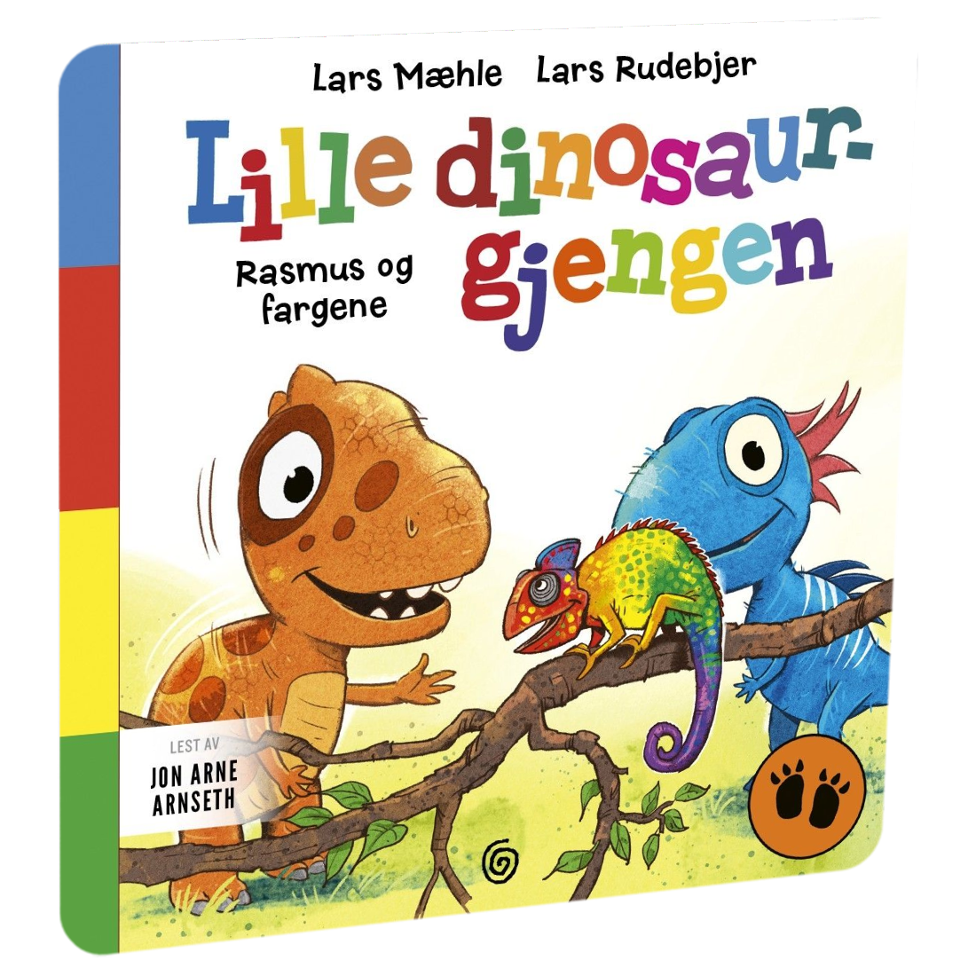 Lille dinosaurgjengen 5. Rasmus og fargene av Lars Mæhle. Tilgjengelig på HiRO – norsk, skjermfri høyttaler for barn med musikk og fortellinger