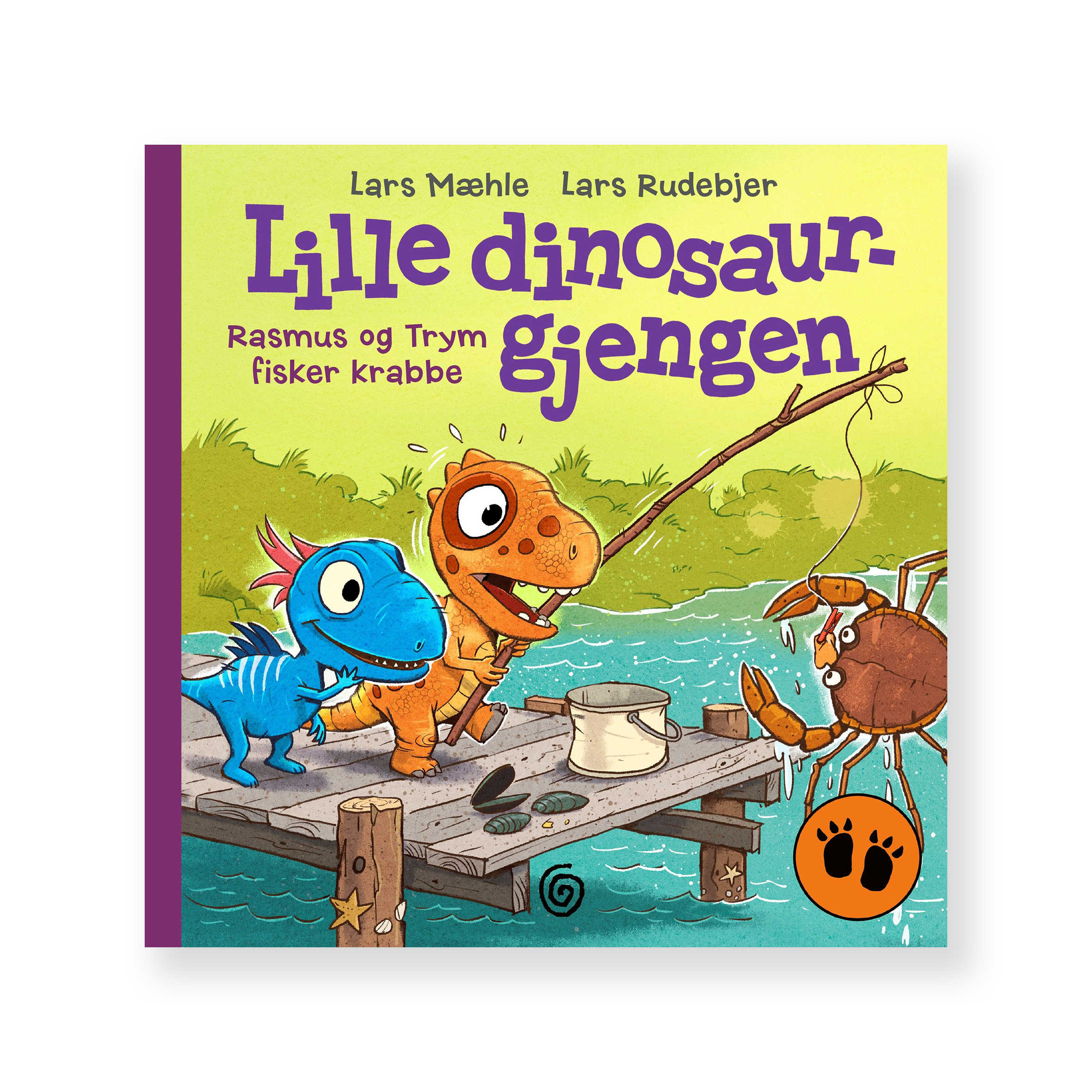 Lille dinosaurgjengen 2. Rasmus og Trym fisker krabbe av Lars Mæhle. Bok + Lydbok