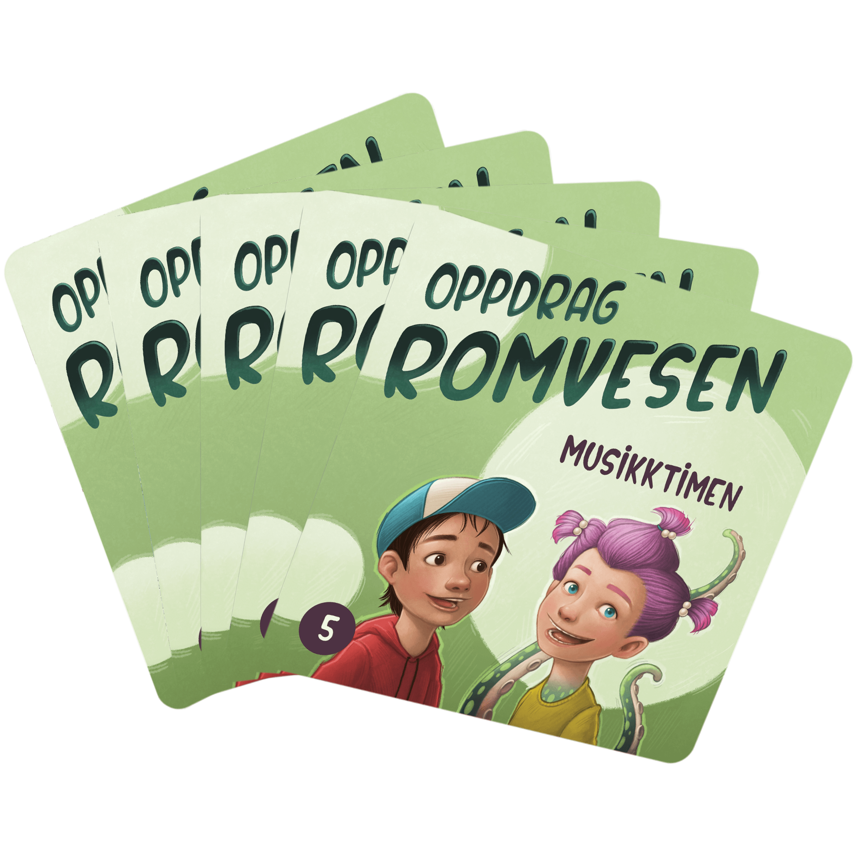 Pakke med Oppdrag Romvesen 1-5 av Ingunn Thon og Christian Wiik Gjerde